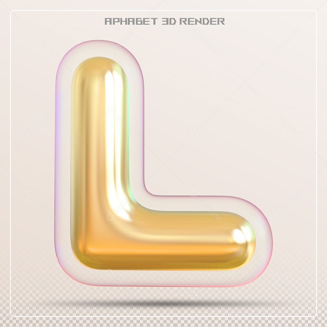 Balão Dourado Letra L Maiúscula Elemento 3D Para Composição PSD