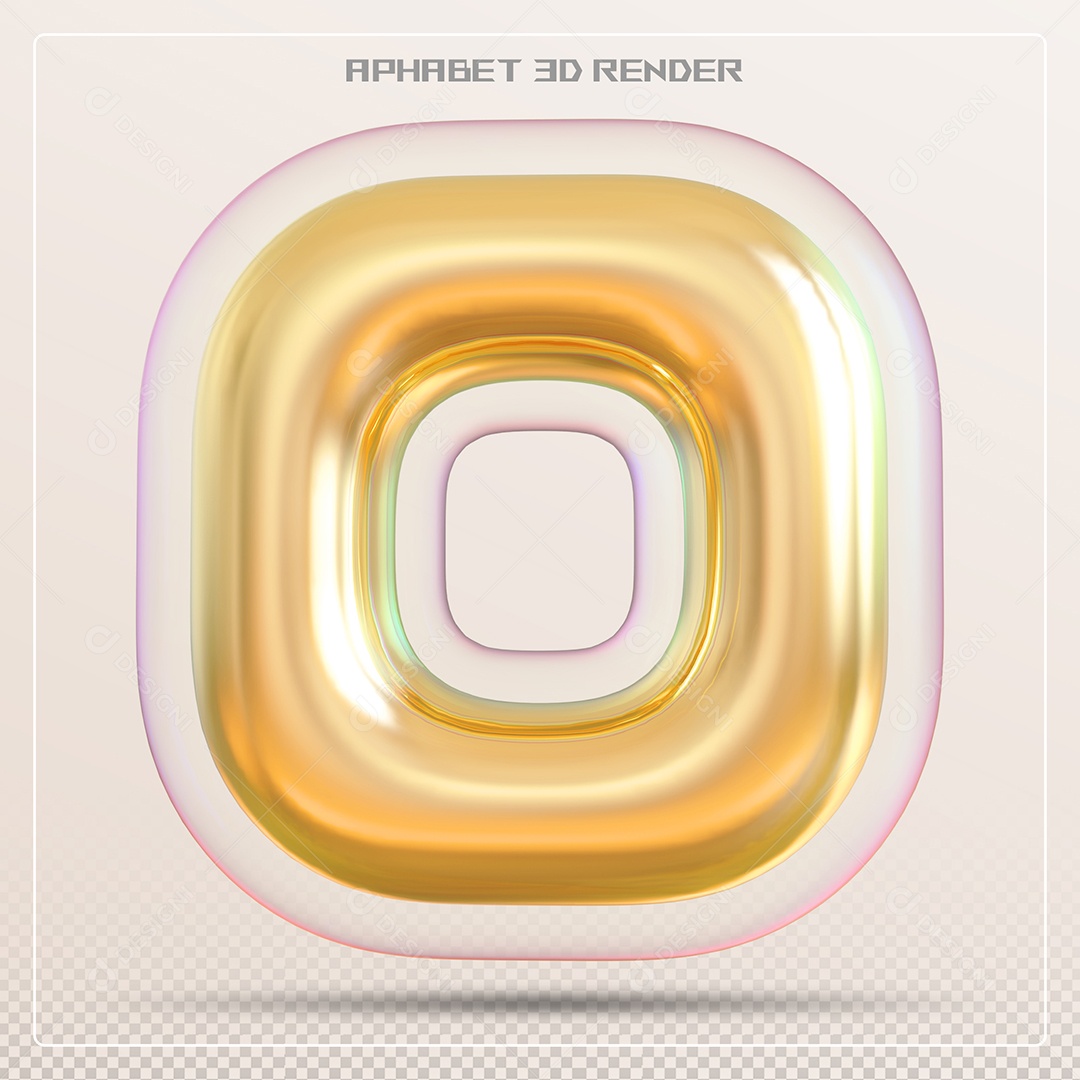 Balão Dourado Letra O Maiúscula Elemento 3D Para Composição PSD