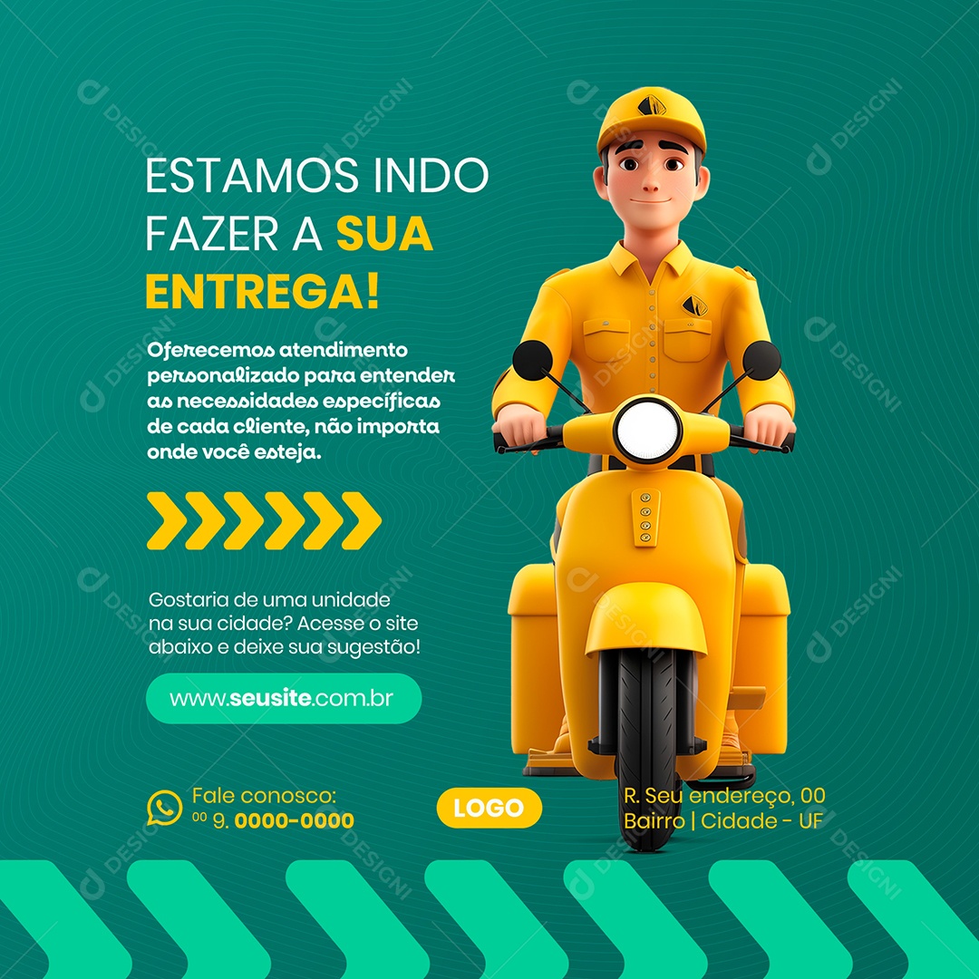 Transportadora Estamos Indo fazer a Sua Entrega Social Media PSD Editável