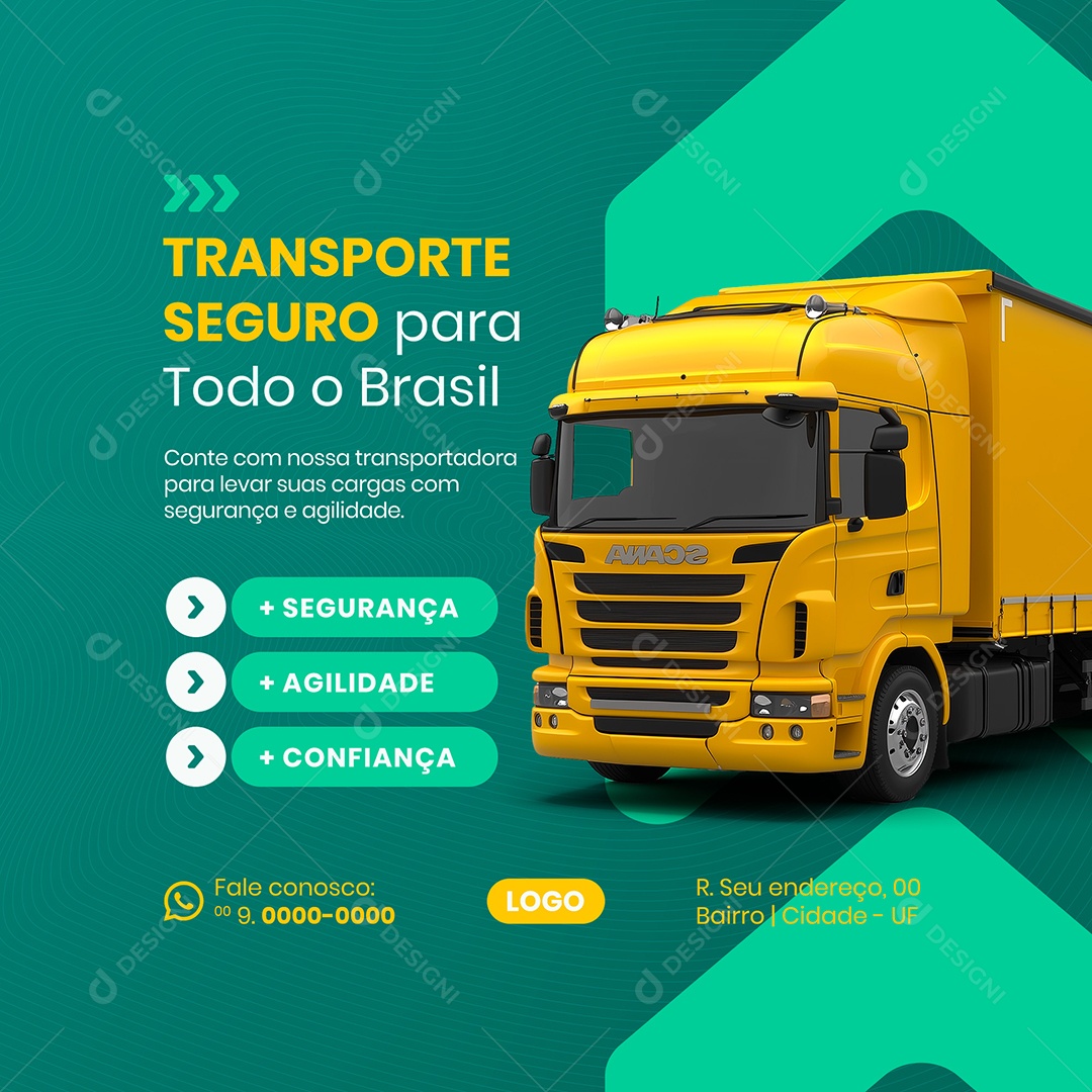 Transportadora Transporte Seguro Social Media PSD Editável