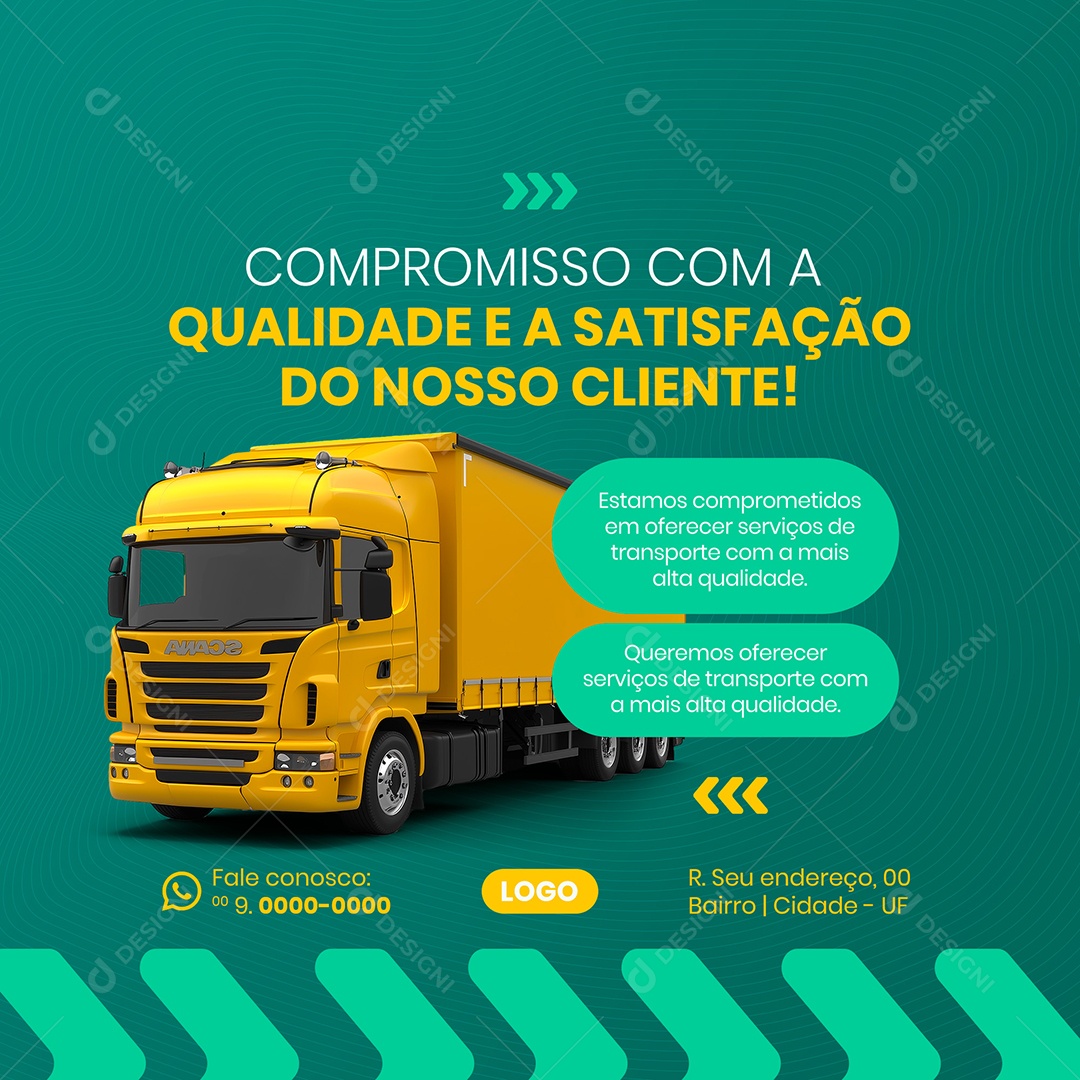 Transportadora Compromisso Com a Qualidade Social Media PSD Editável