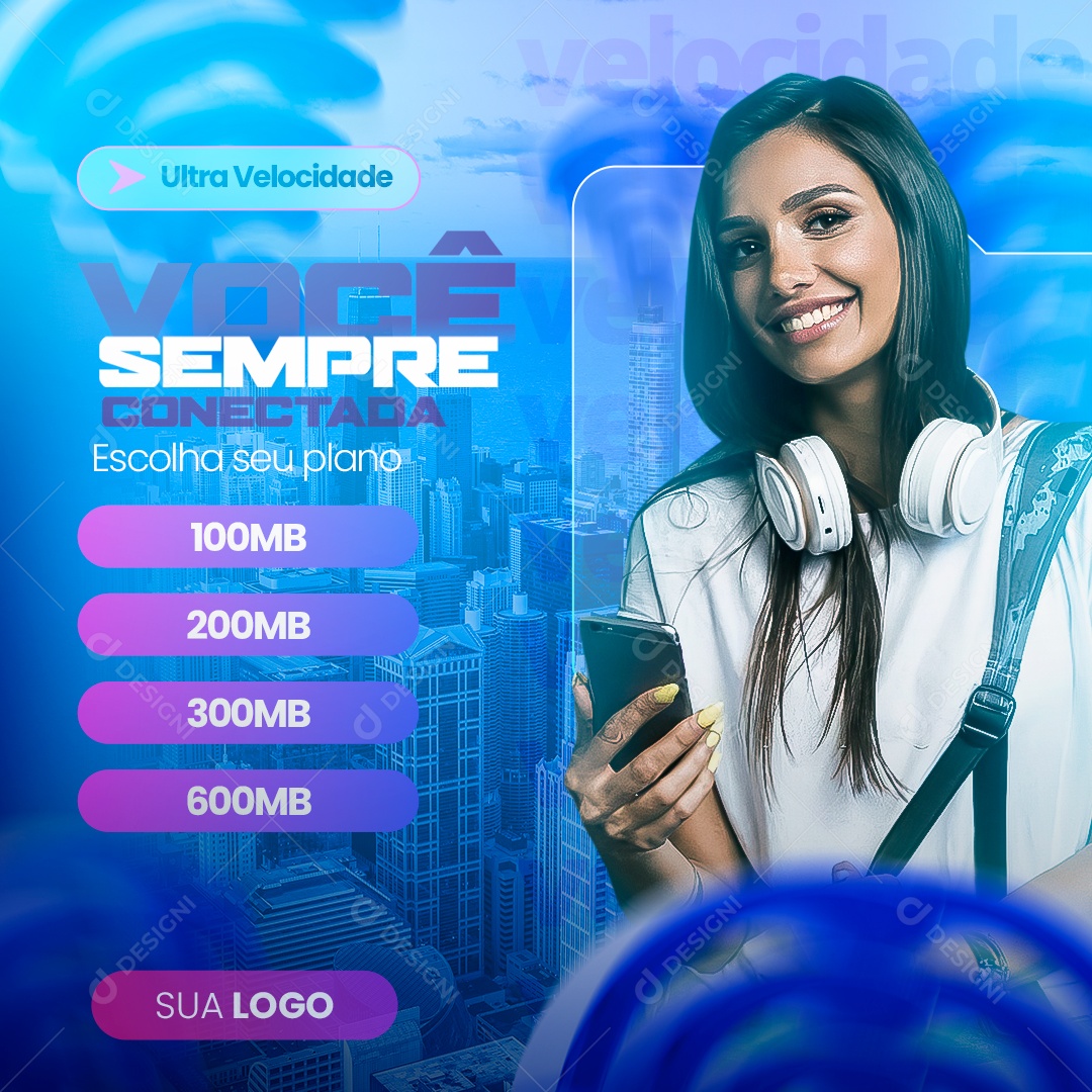 Internet Você Sempre Conectado Social Media PSD Editável