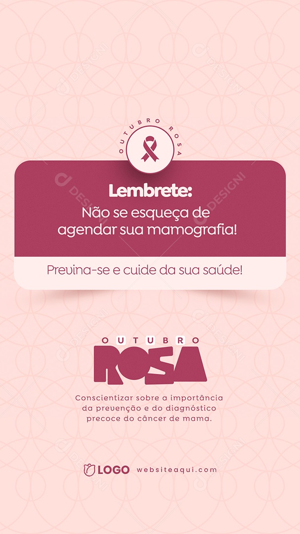 Story Outubro Rosa Não Se Esqueça De Agendar Sua Mamografia Social Media PSD Editável