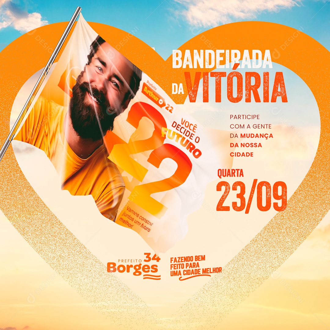 Política Prefeito Borges Bandeirada Da Vitória Social Media PSD Editável