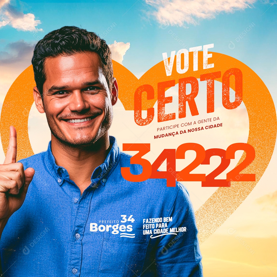 Política Prefeito Borges Vote Certo Social Media PSD Editável