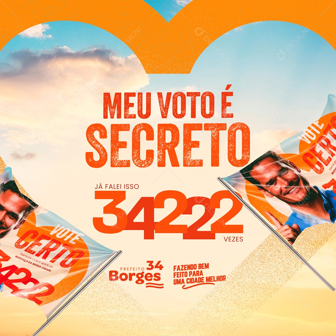 Política Prefeito Borges Meu Voto é Secreto Social Media PSD Editável