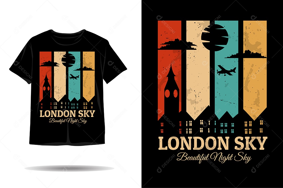 Modelo de Estampa de Camiseta Ilustração Vetor EPS