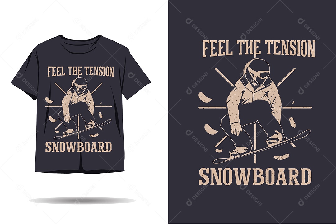 Modelo de Estampa de Snowboard Ilustração Vetor EPS