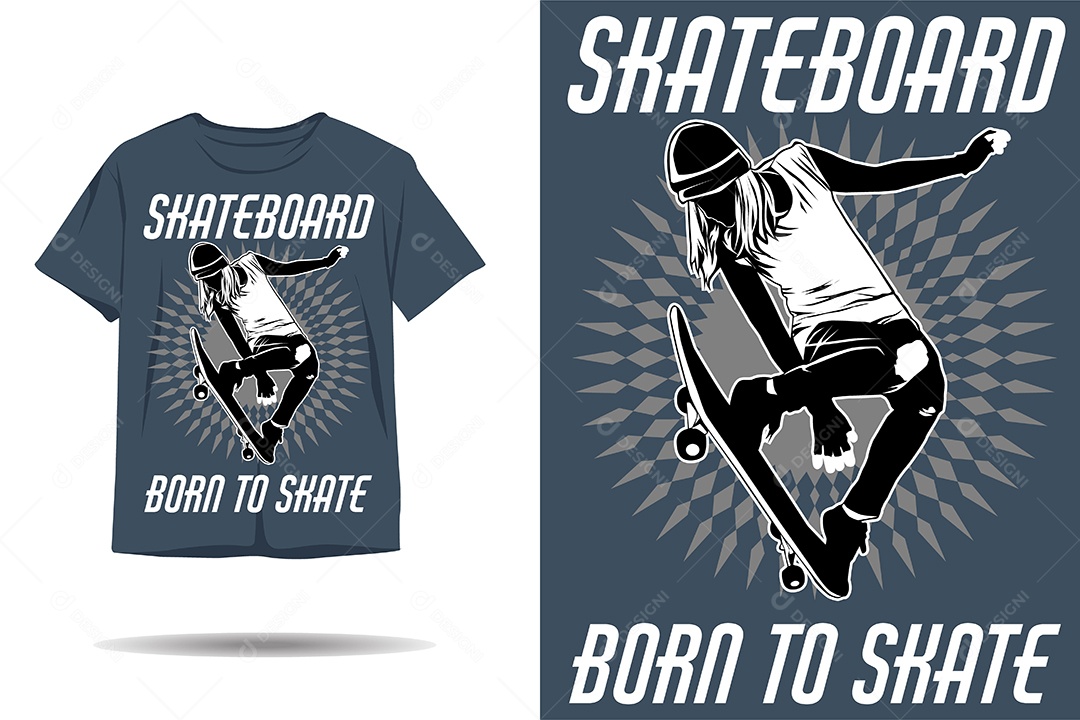 Modelo de Estampa de Skate Ilustração Vetor EPS