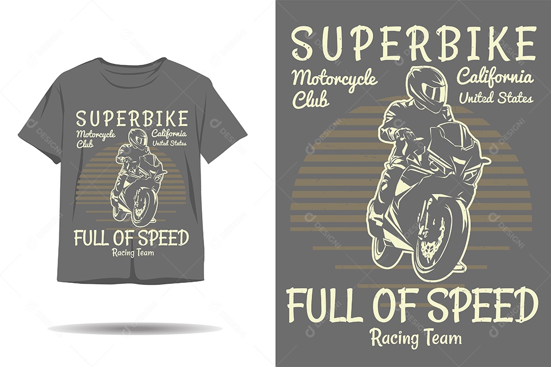 Modelo de Estampa de Moto Ilustração Vetor EPS