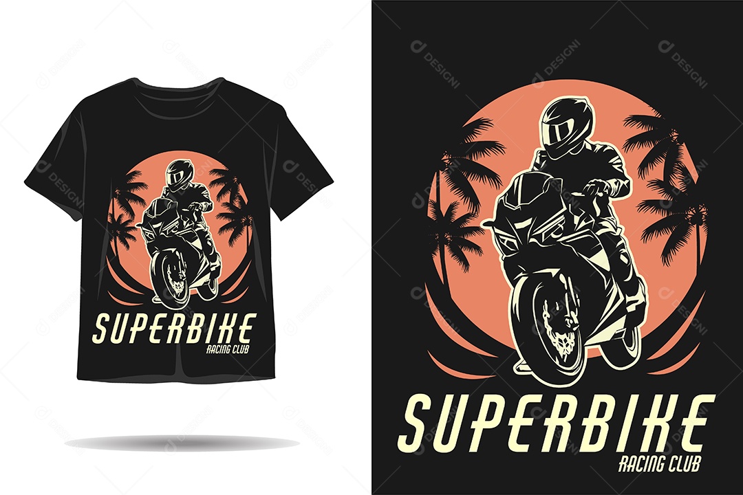 Modelo de Estampa de Moto Ilustração Vetor EPS