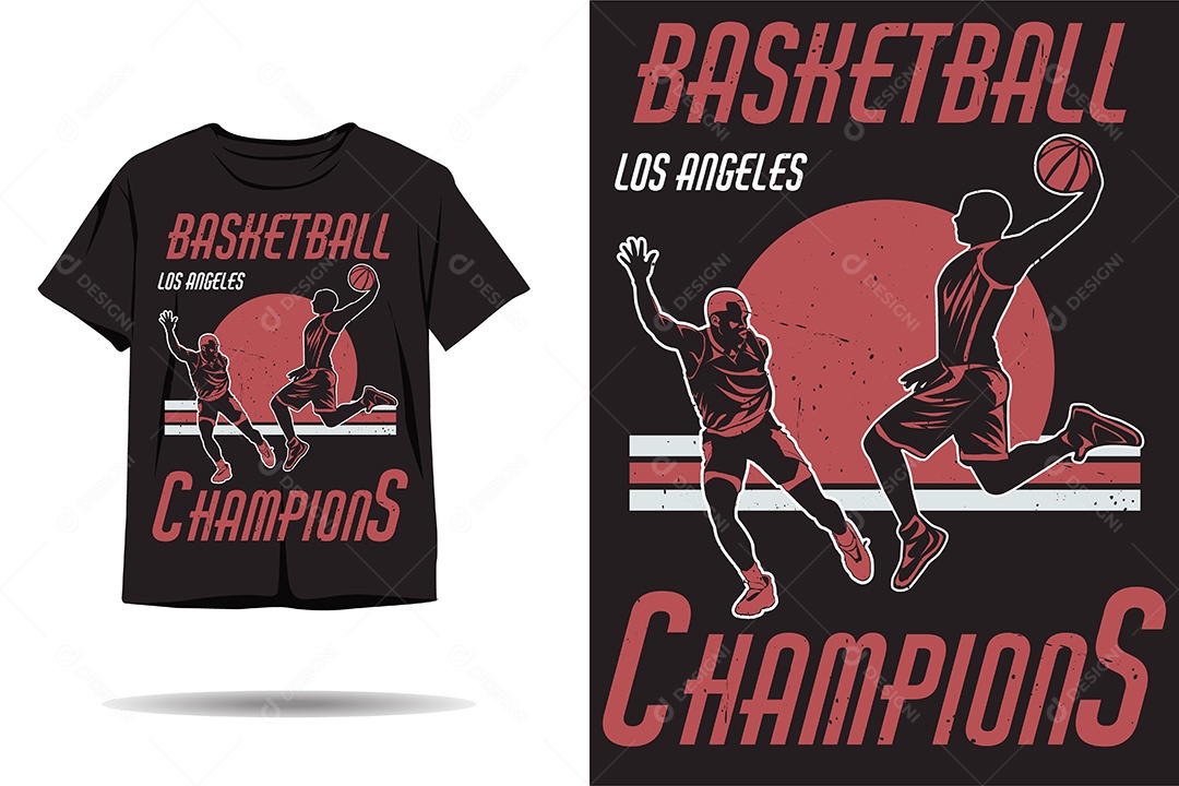 Modelo de Estampa de Basquete Ilustração Vetor EPS