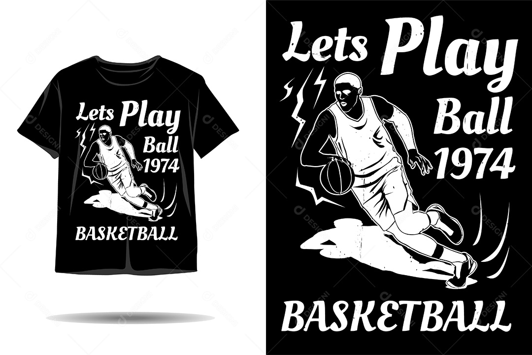 Modelo de Estampa de Basquete Ilustração Vetor EPS