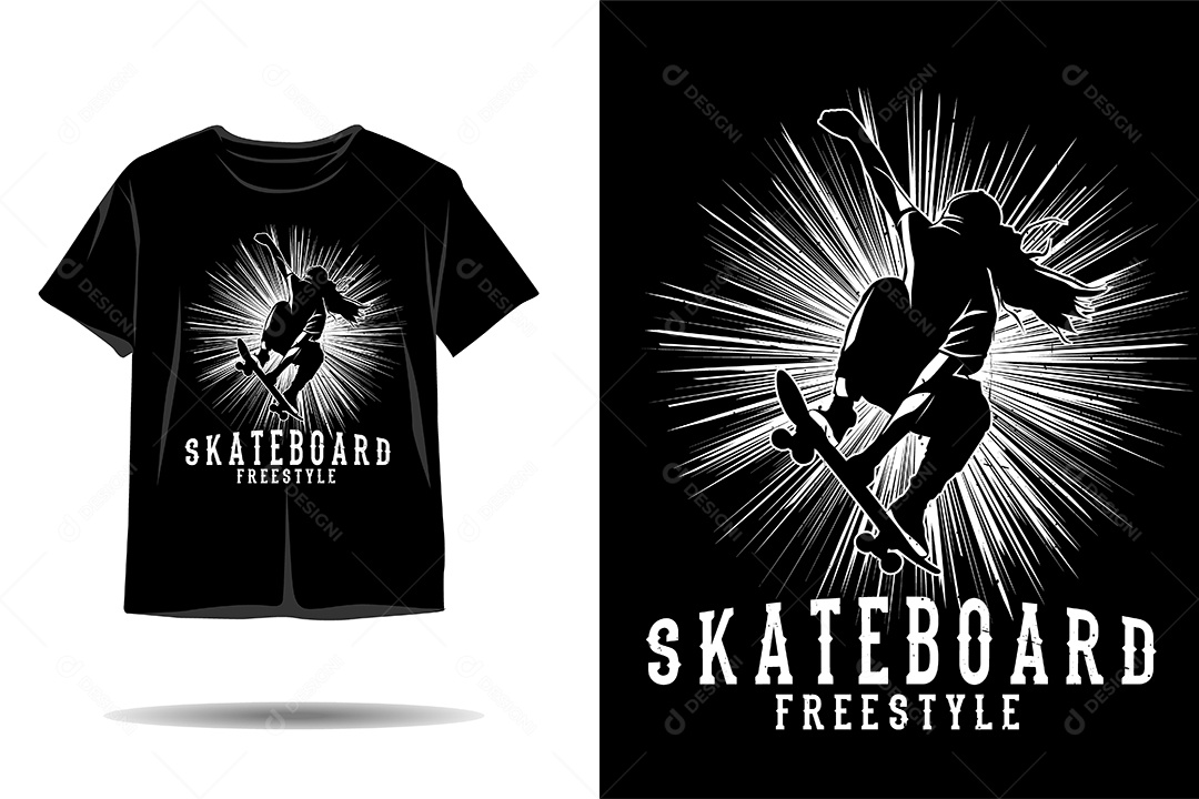 Modelo de Estampa de Skate Ilustração Vetor EPS