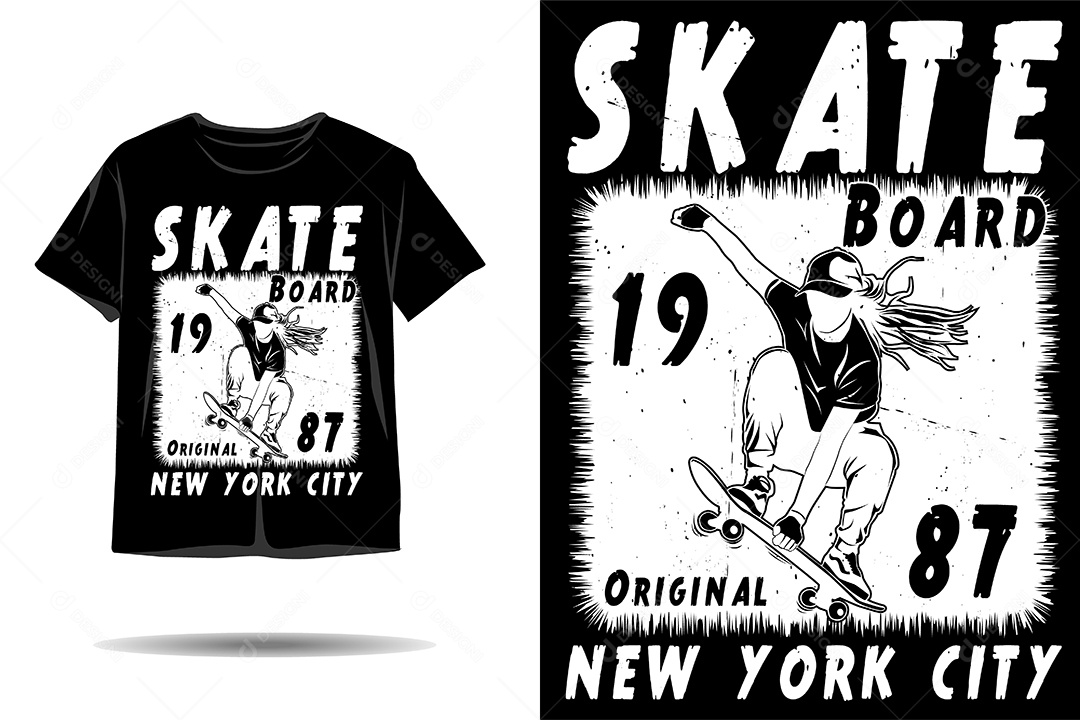 Modelo de Estampa de Skate Ilustração Vetor EPS