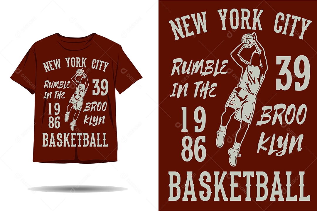 Modelo de Estampa de Basquete Ilustração Vetor EPS