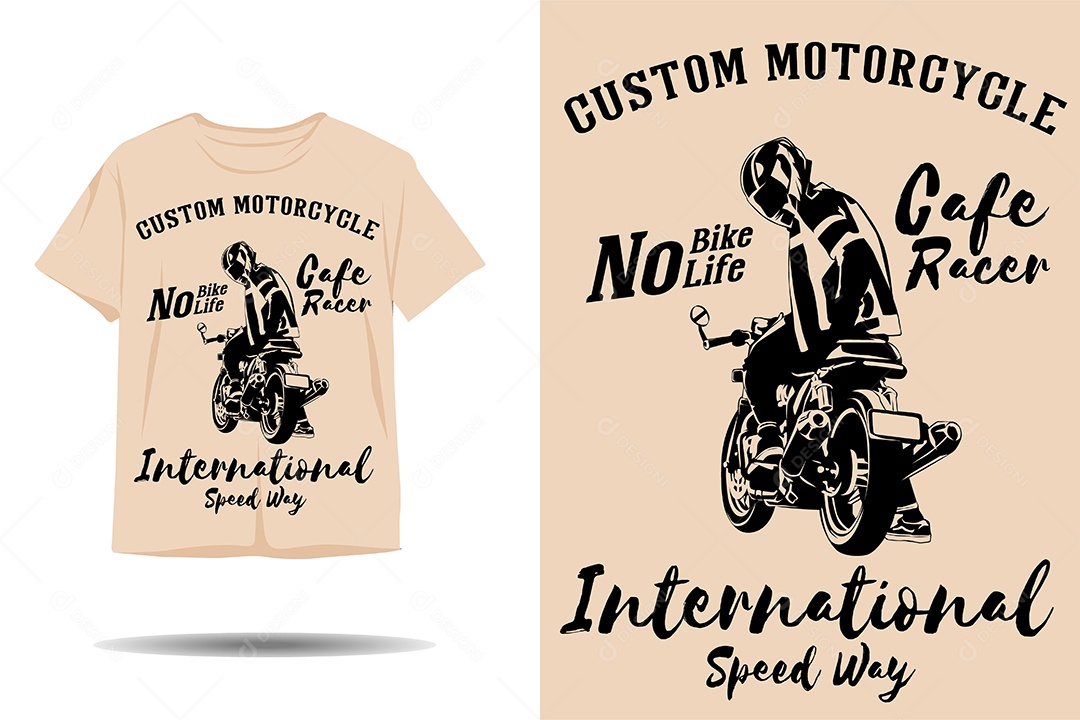 Modelo de Estampa de Moto Ilustração Vetor EPS