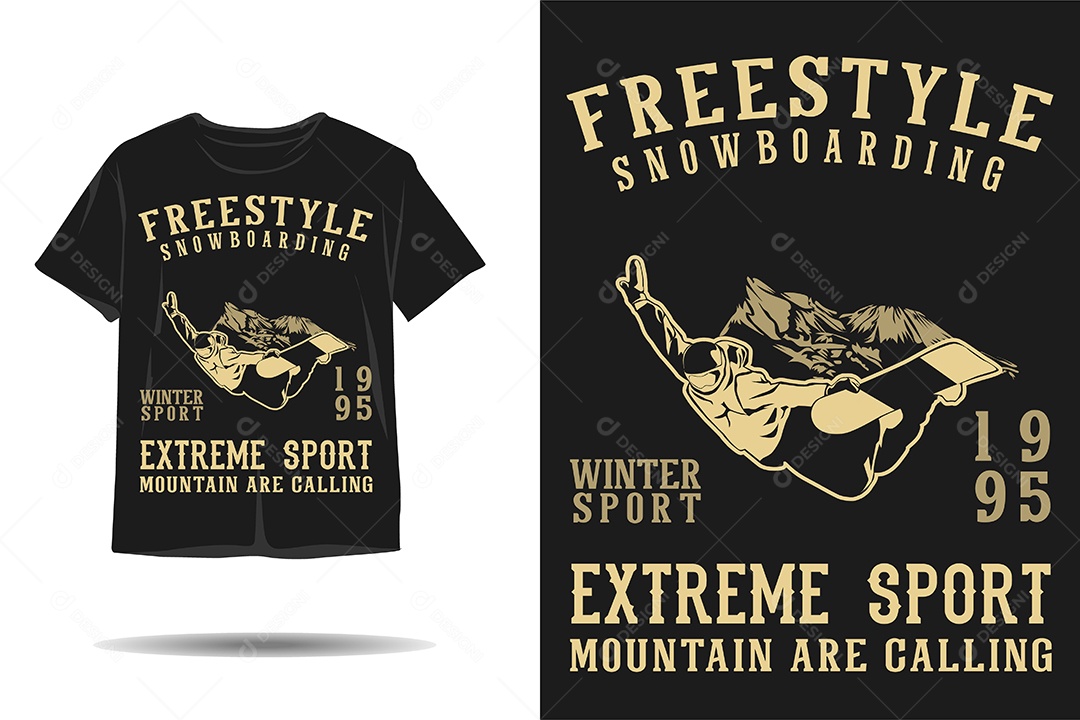 Modelo de Estampa de Snowboard Ilustração Vetor EPS