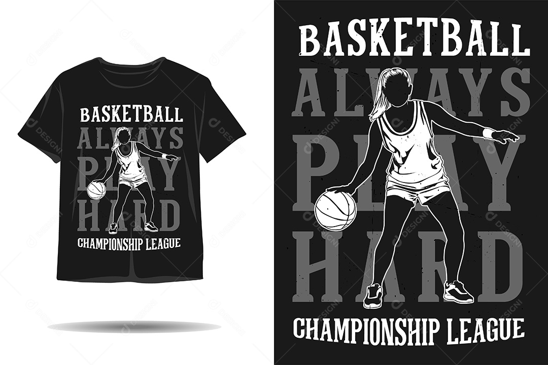 Modelo de Estampa de Basquete Ilustração Vetor EPS