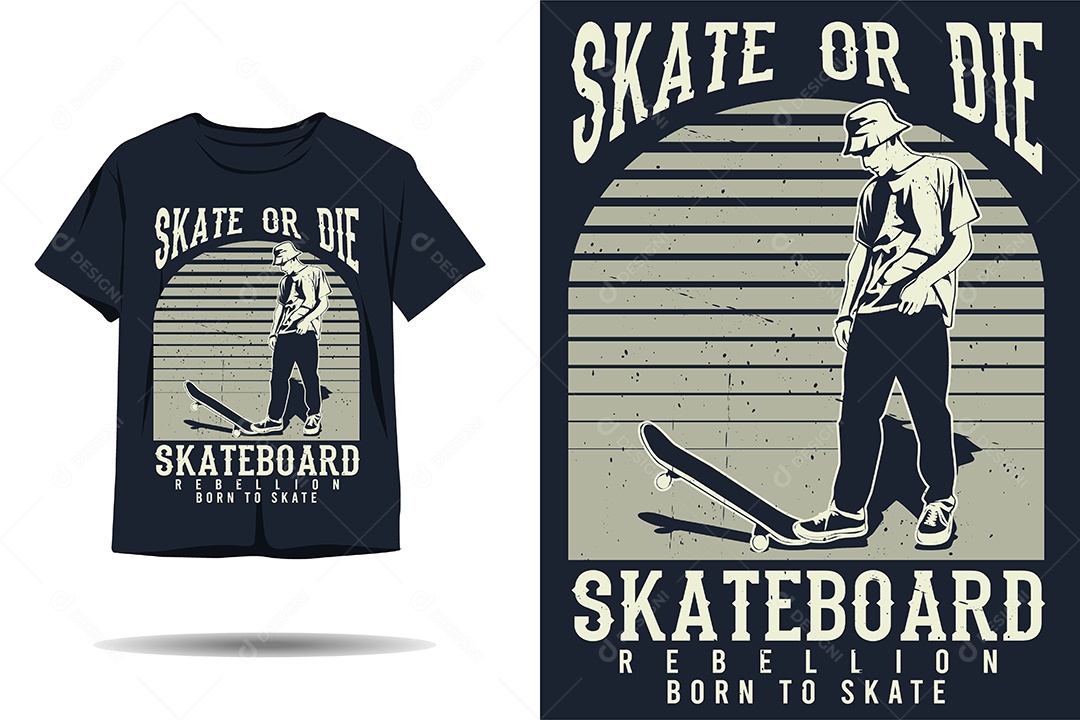 Modelo de Estampa de Skate Ilustração Vetor EPS