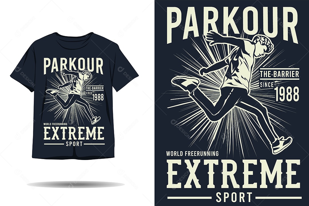 Modelo de Estampa de Parkour Ilustração Vetor EPS