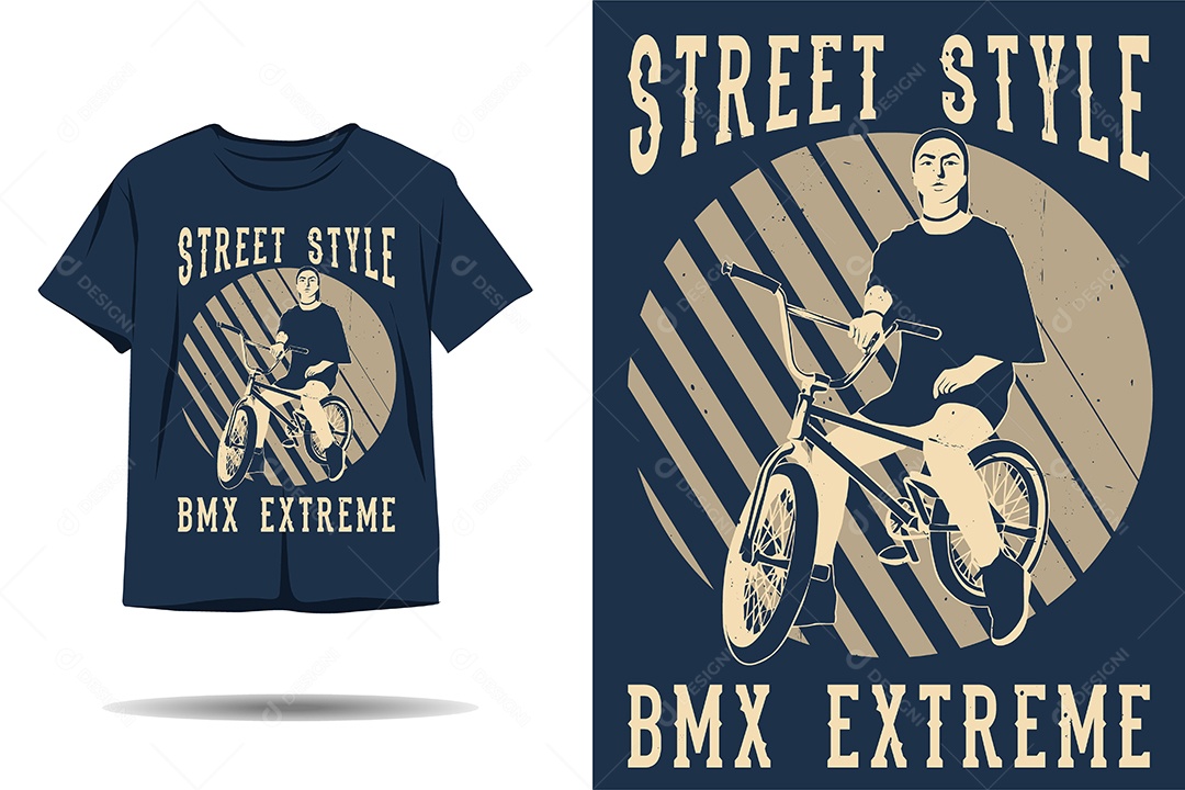 Modelo de Estampa de Bmx Ilustração Vetor EPS