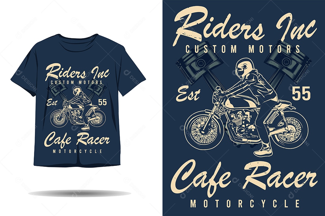 Modelo de Estampa de Moto Ilustração Vetor EPS