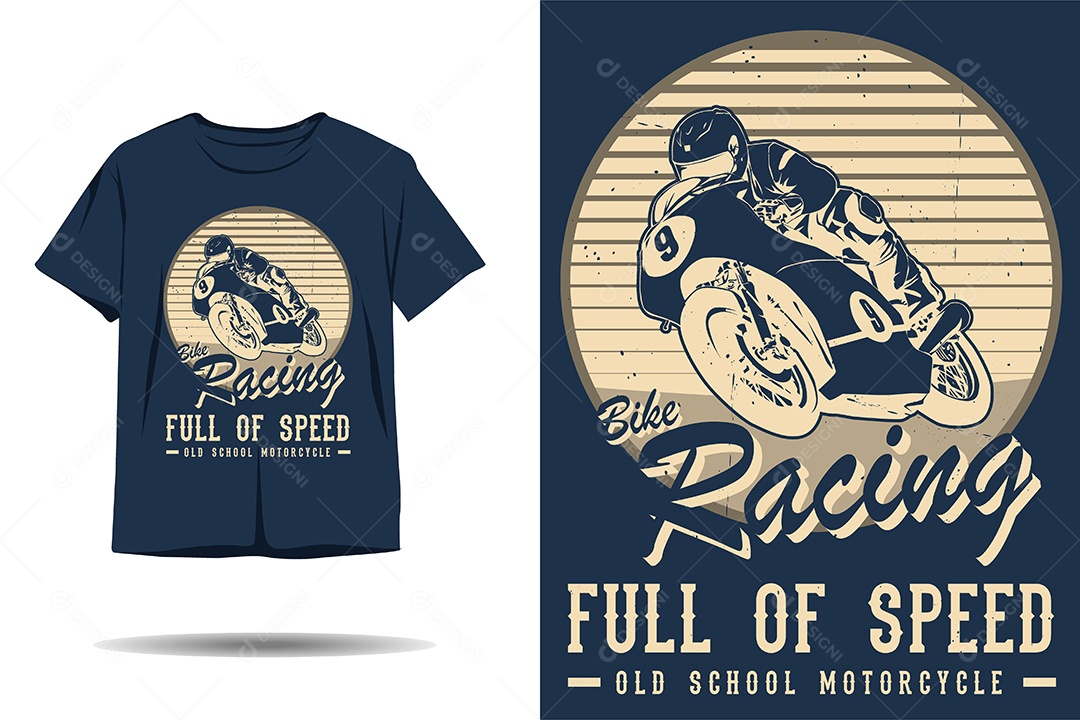 Modelo de Estampa de Moto Ilustração Vetor EPS