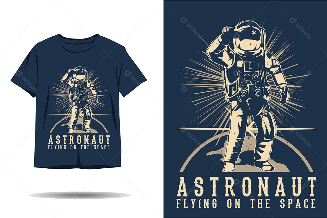 Modelo de Estampa de Astronauta Ilustração Vetor EPS