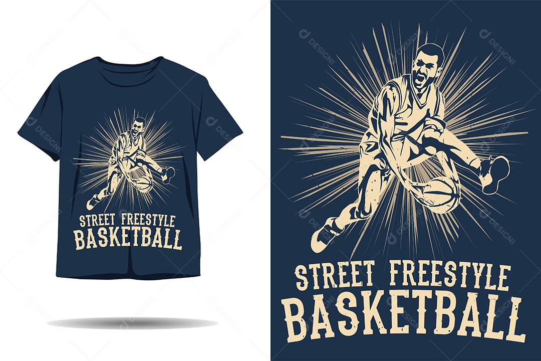 Modelo de Estampa de Basquete Ilustração Vetor EPS