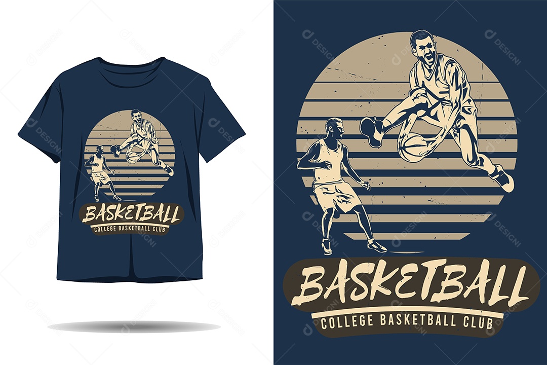 Modelo de Estampa de Basquete Ilustração Vetor EPS