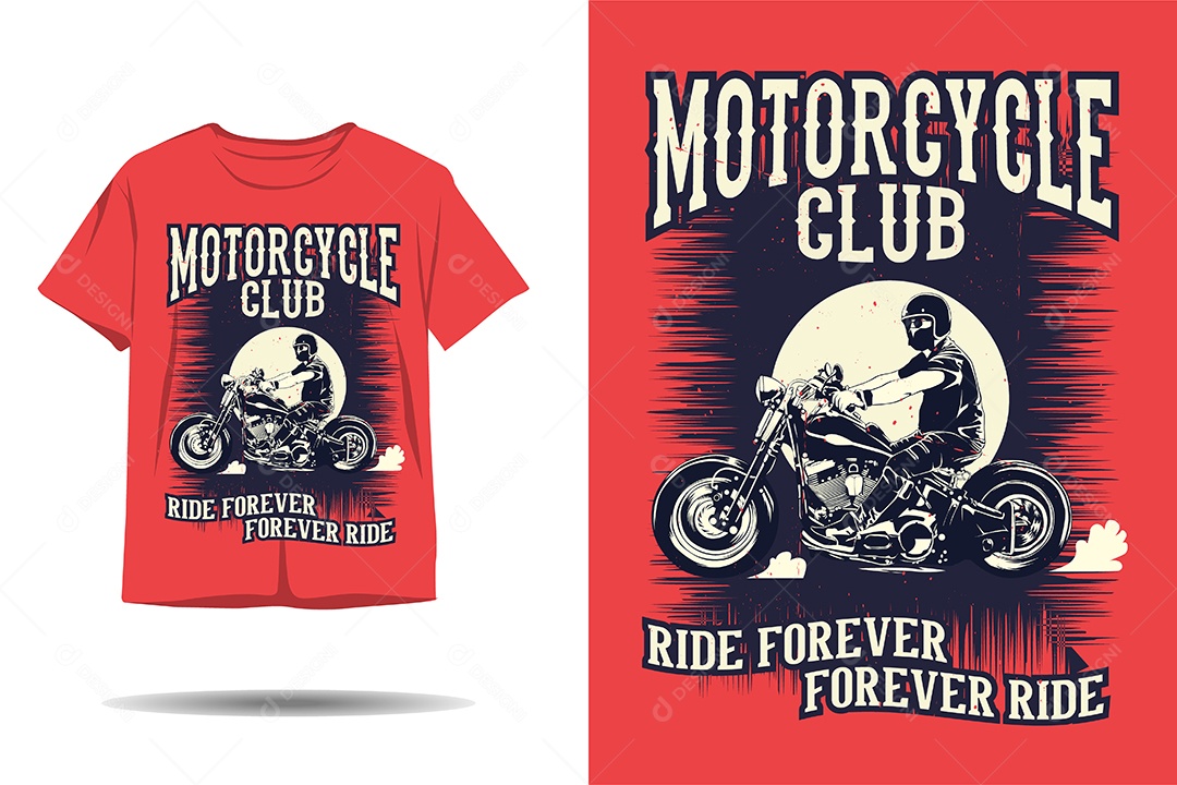 Modelo de Estampa de Moto Ilustração Vetor EPS