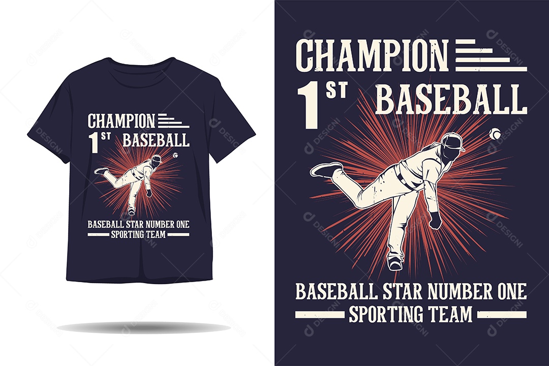 Modelo de Estampa de Baseball Ilustração Vetor EPS