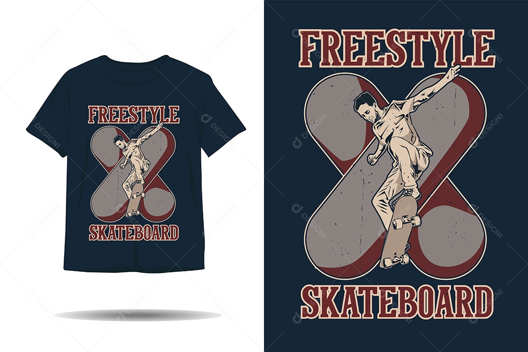 Modelo de Estampa de Skate Ilustração Vetor EPS