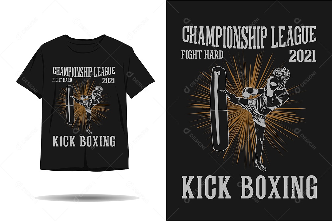 Modelo de Estampa de Kick Boxing Ilustração Vetor EPS