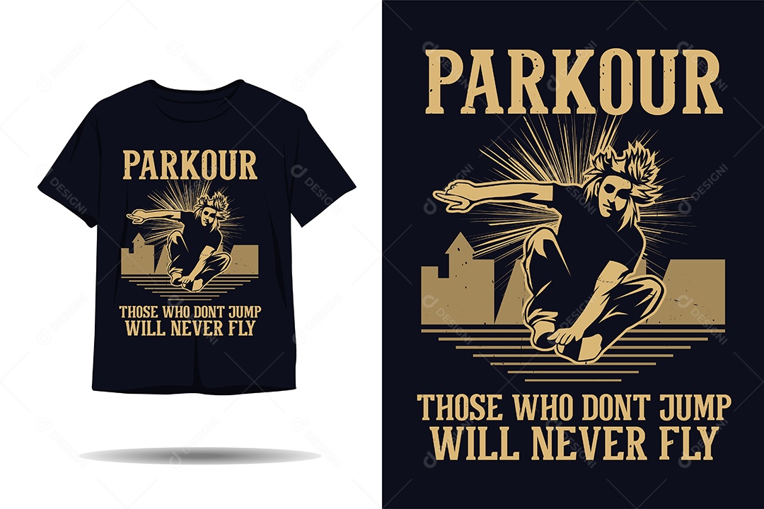 Modelo de Estampa de Parkour Ilustração Vetor EPS