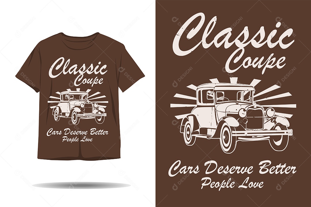 Modelo de Estampa de Carros Clássicos Ilustração Vetor EPS