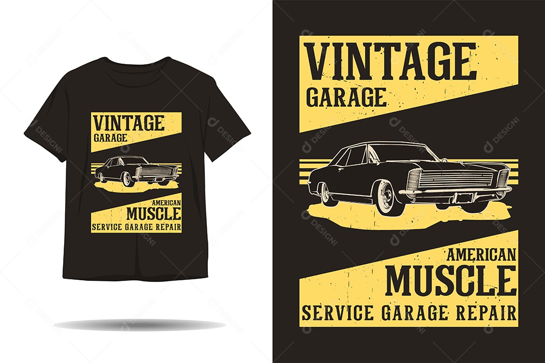 Modelo de Estampa de Carros Clássicos Ilustração Vetor EPS