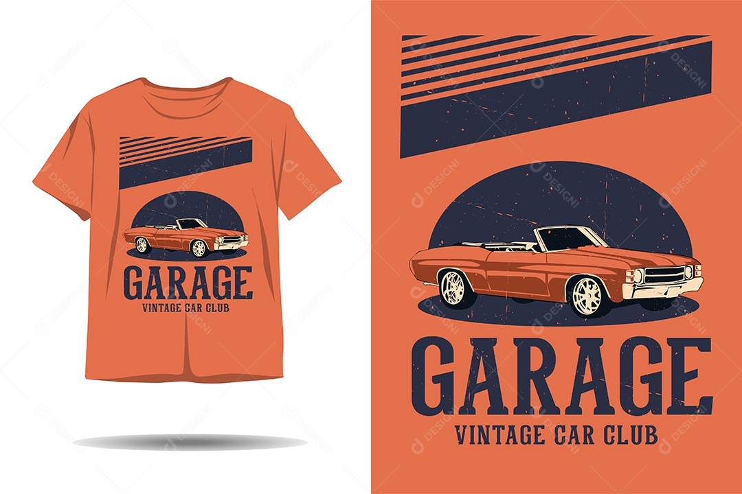 Modelo de Estampa de Carro Clássico Ilustração Vetor EPS