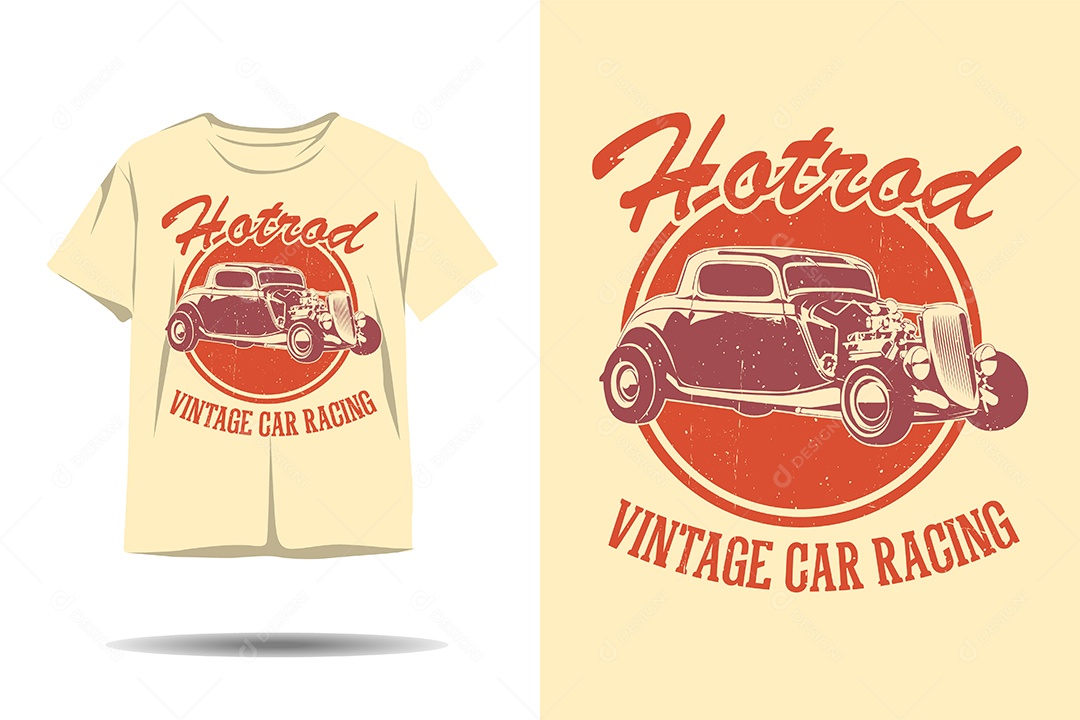 Modelo de Estampa de Carro Clássico Ilustração Vetor EPS