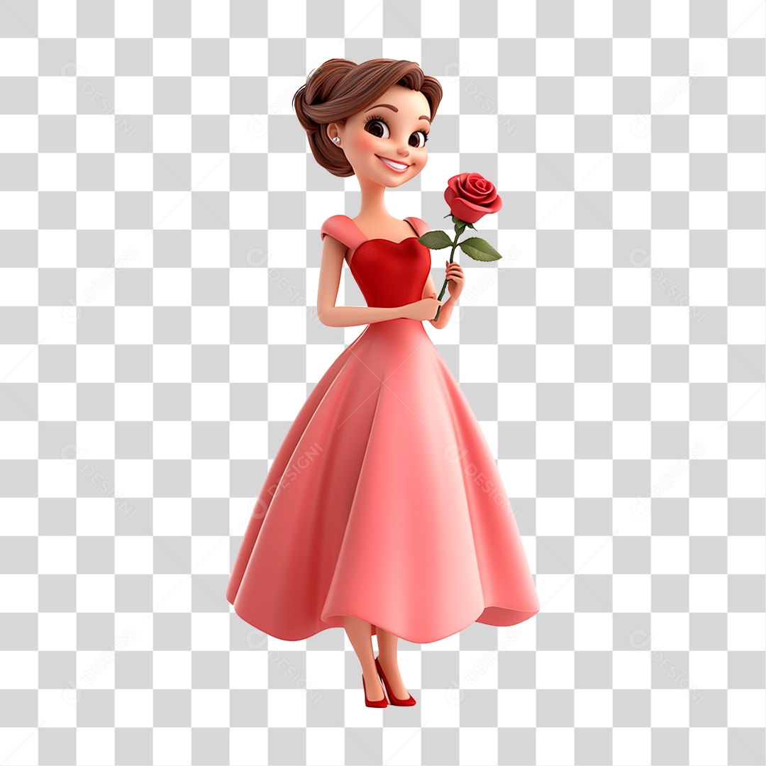 Mulher De 40 Anos Usando Vestidos Rosa e Lilás segurando Rosa