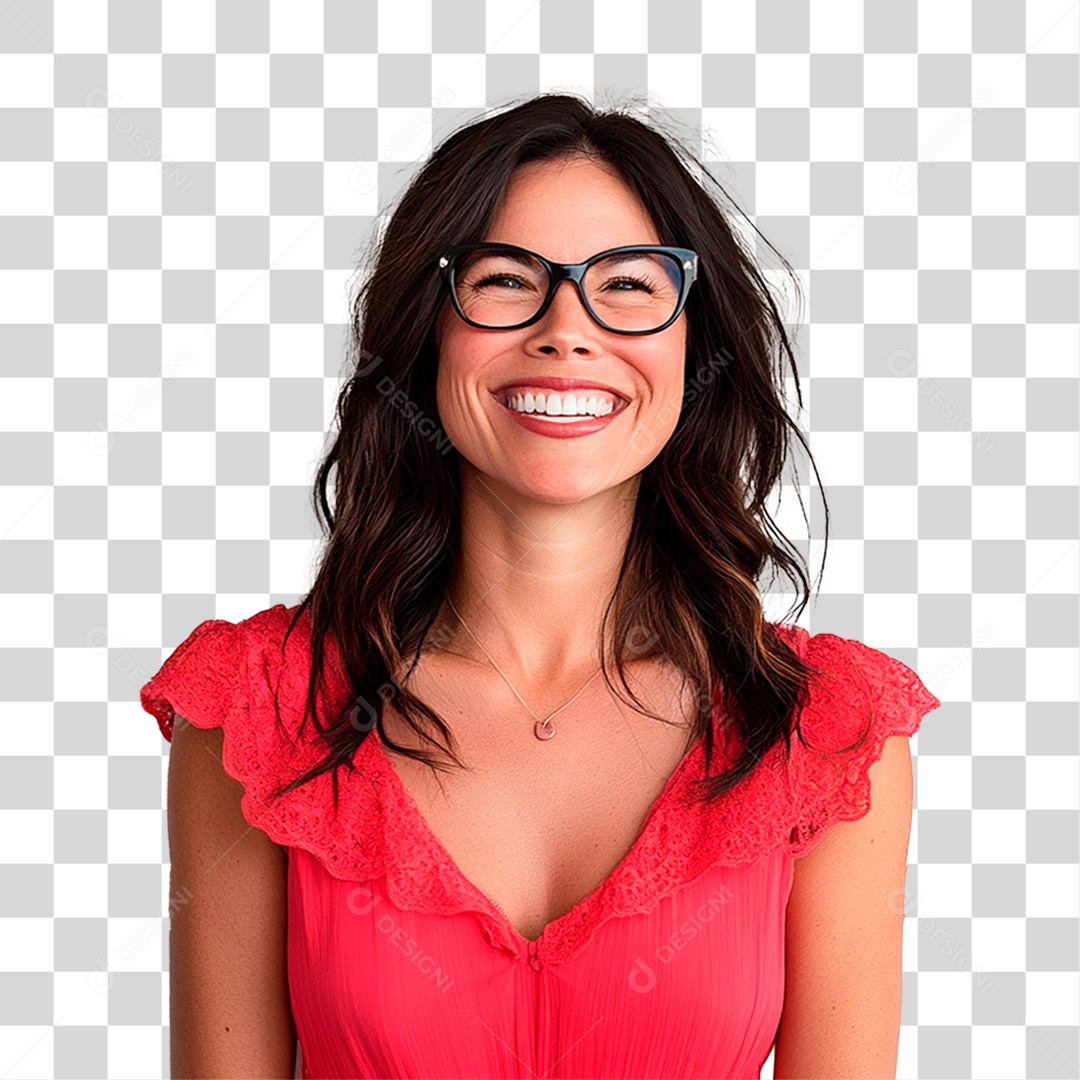 Mulher de 40 anos usando vestidos Vermelho sorrindo