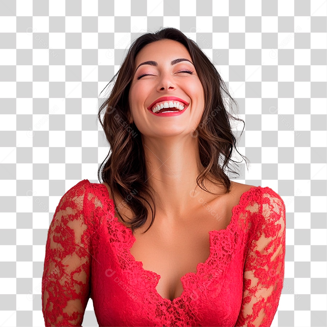 Mulher de 40 anos usando vestidos rosa e lilás sorrindo