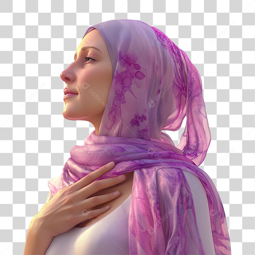 Mulher com Vel Rosa PNG Transparente