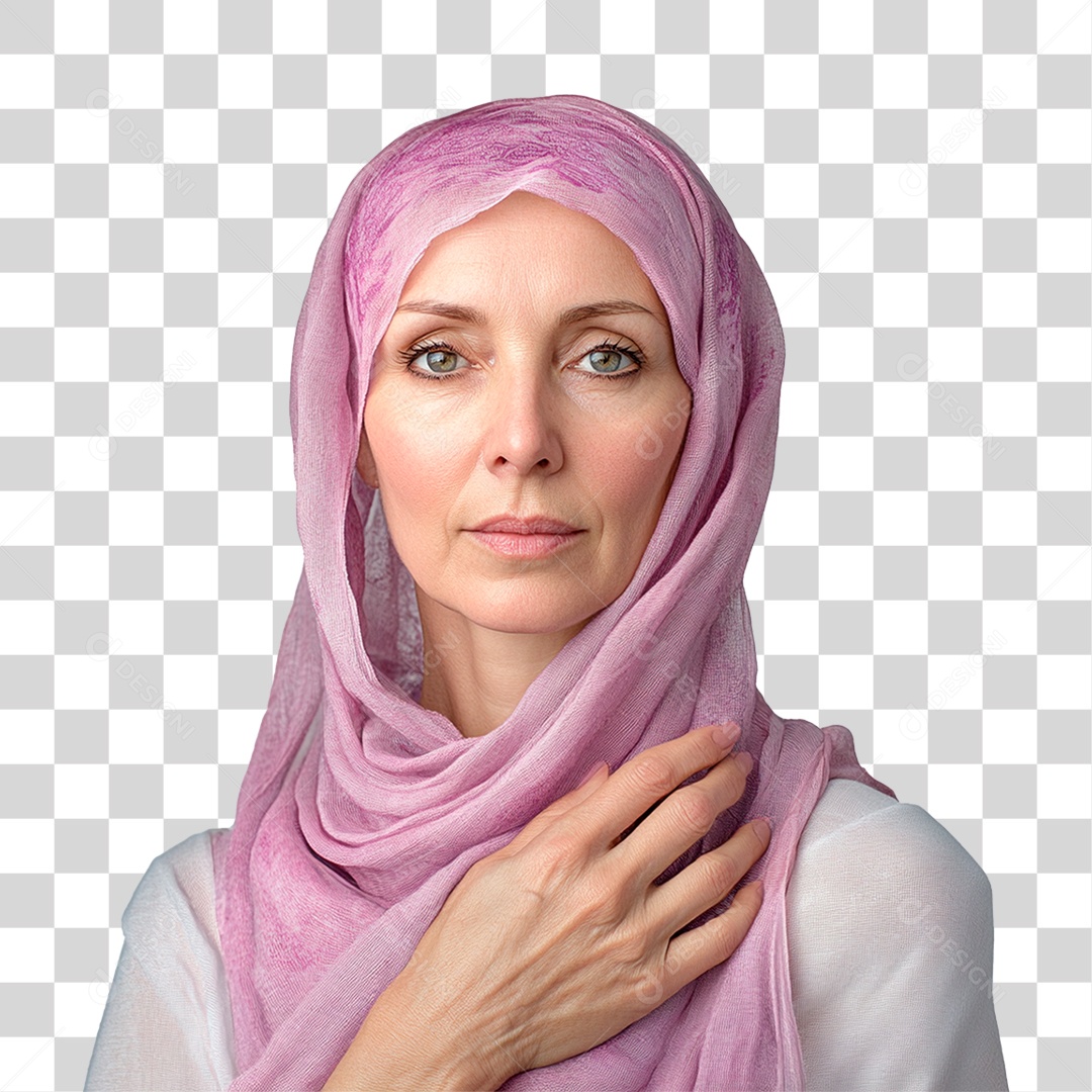 Mulher de 50 anos usando lenço na cabeça câncer de mama