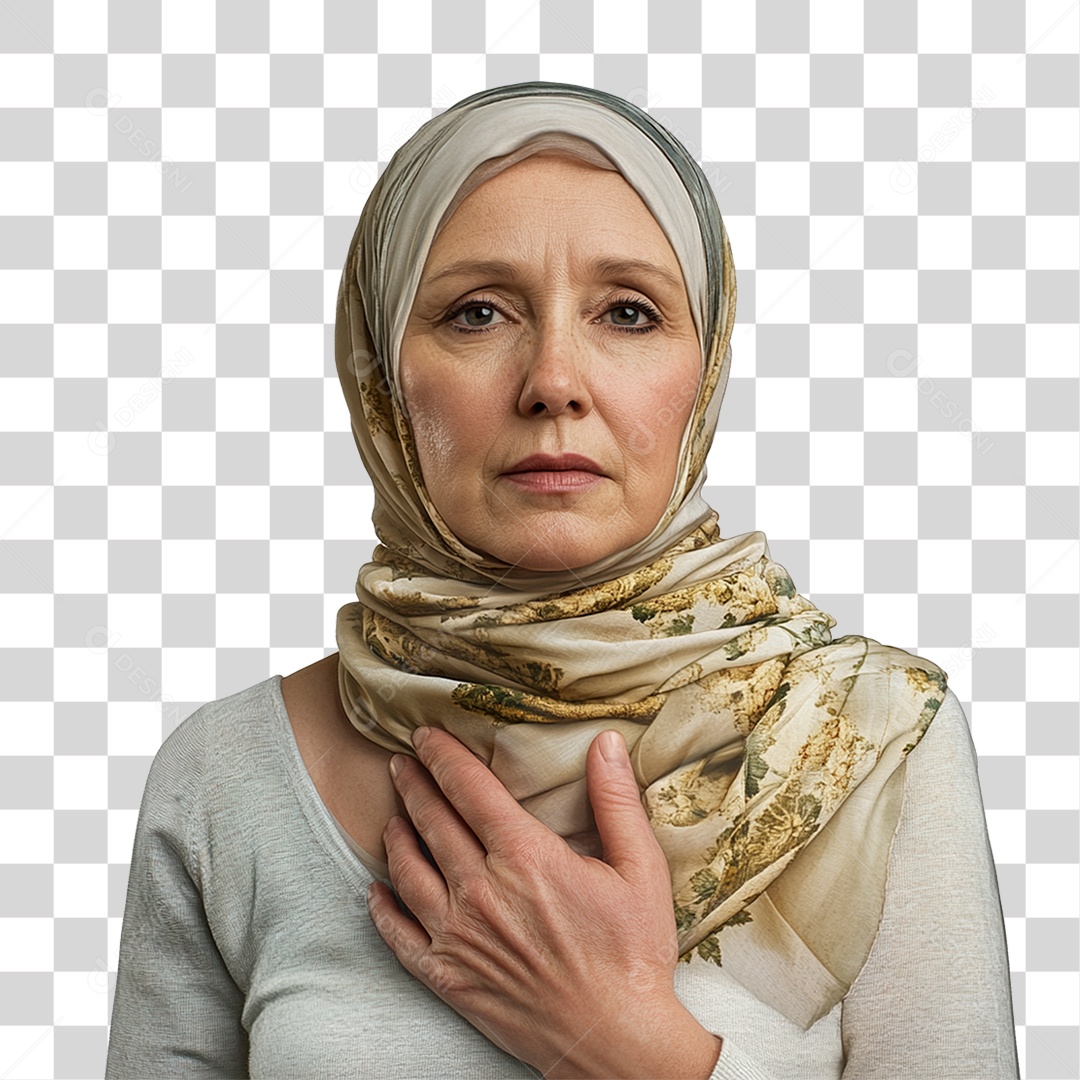 Mulher de 50 anos usando lenço na cabeça câncer de mama