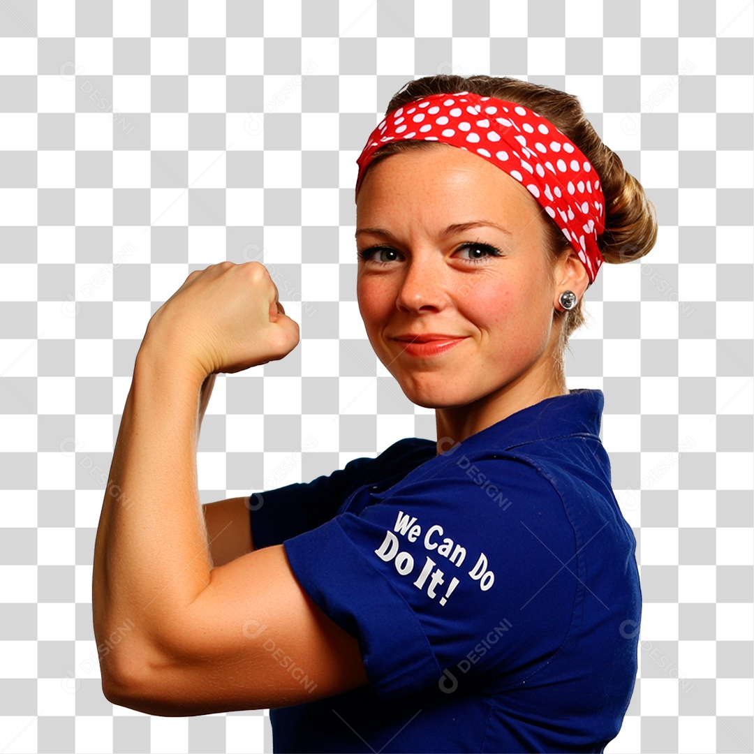Mulher Flexionando O Músculo Do Braço Usando PNG Transparente