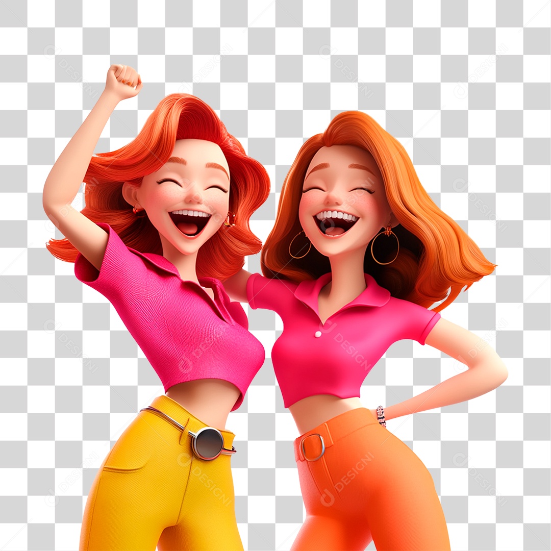 Mulheres Felizes 40 Anos Amigos Alegre Rosa Vermelho e Laranja Coágulo