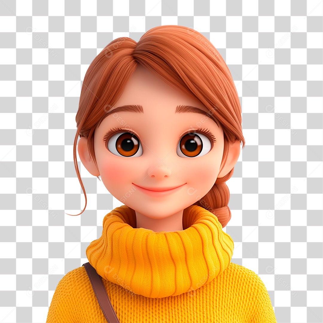 Jovem Renderização 3D Sorridente Mascote Feliz de Alta Resolução