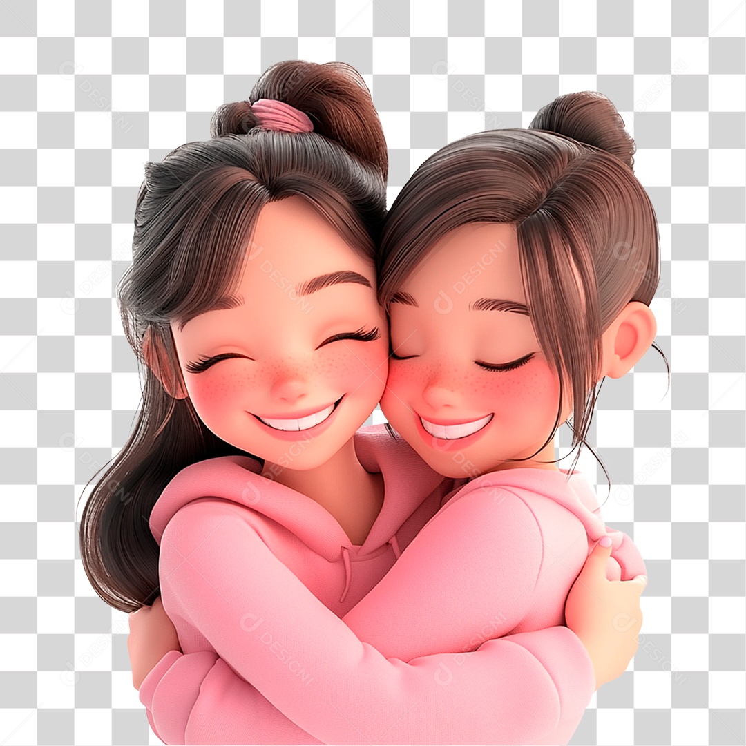 Mulheres Jovens Se Abraçando Vestindo Rosa